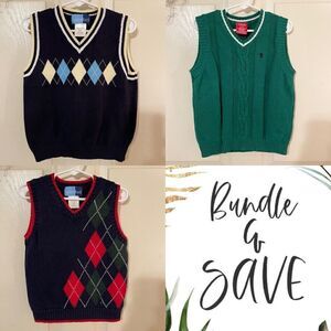 BOYS CABLE KNIT SWEATER VEST 3pc BUNDLE
